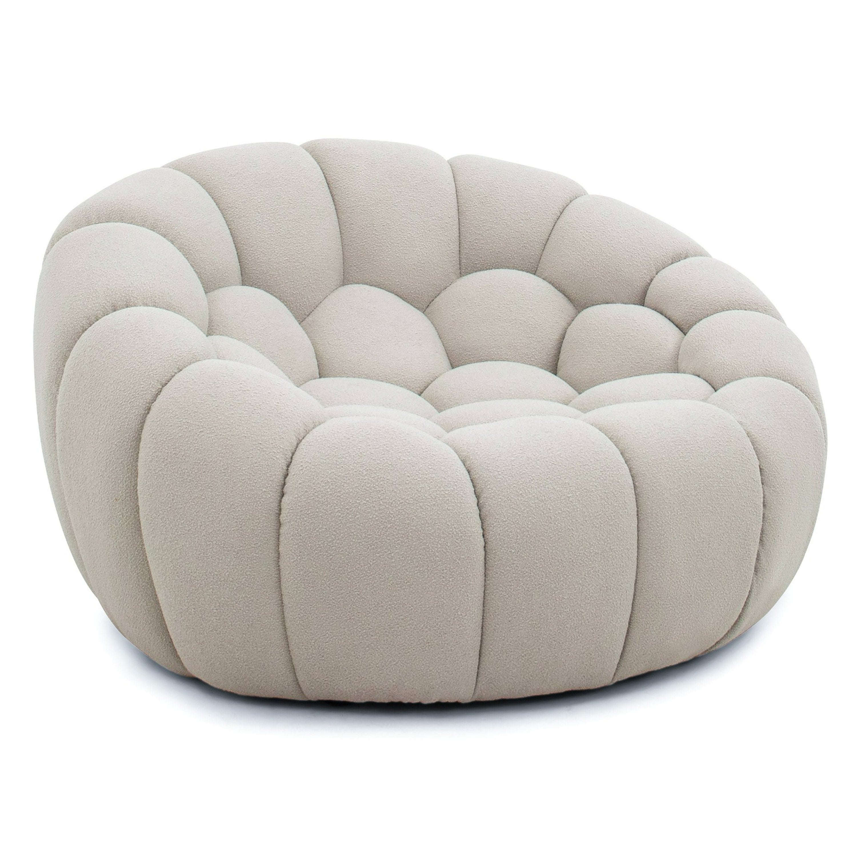 Yolonda - Modern Curved Beige Fabric Sofa Set - image 4