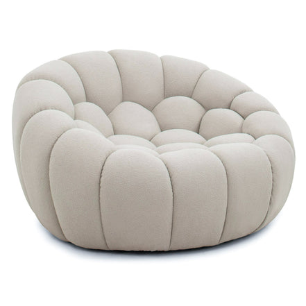Yolonda - Modern Curved Beige Fabric Sofa Set - image 4