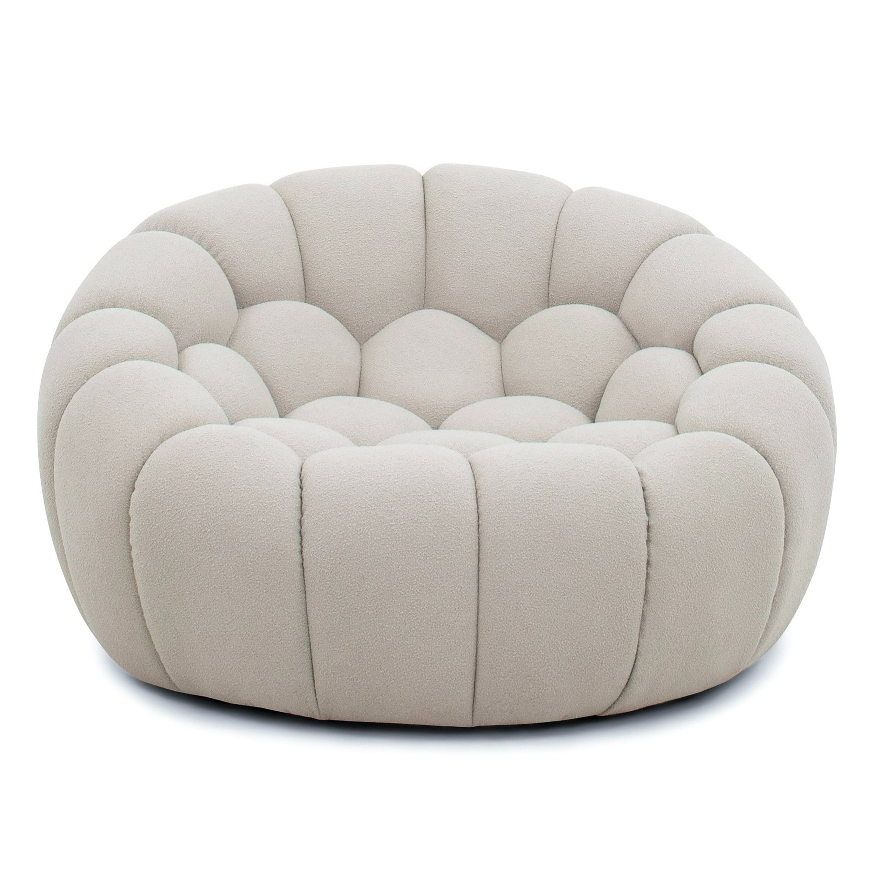 Yolonda - Modern Curved Beige Fabric Chair - image 3