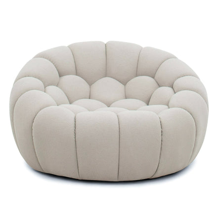 Yolonda - Modern Curved Beige Fabric Chair - image 3