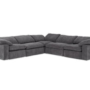 Corinth - Modern Dark Grey Fabric Sectional Sofa with 3 Power Recliners - image 3