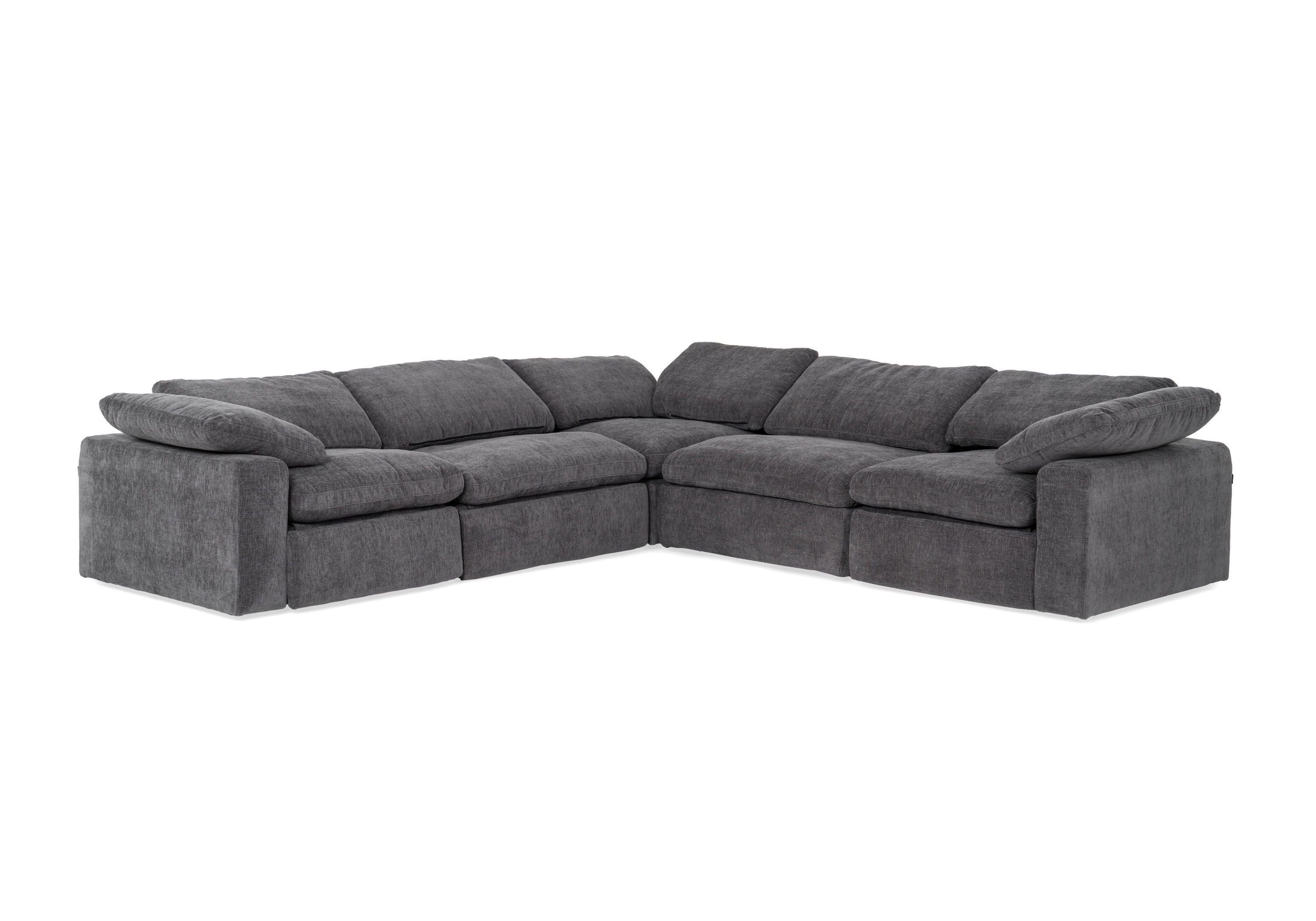 Corinth - Modern Dark Grey Fabric Sectional Sofa with 3 Power Recliners - image 3