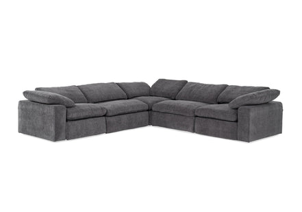 Corinth - Modern Dark Grey Fabric Sectional Sofa with 3 Power Recliners - image 3