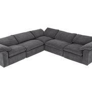 Corinth - Modern Dark Grey Fabric Sectional Sofa with 3 Power Recliners - image 5