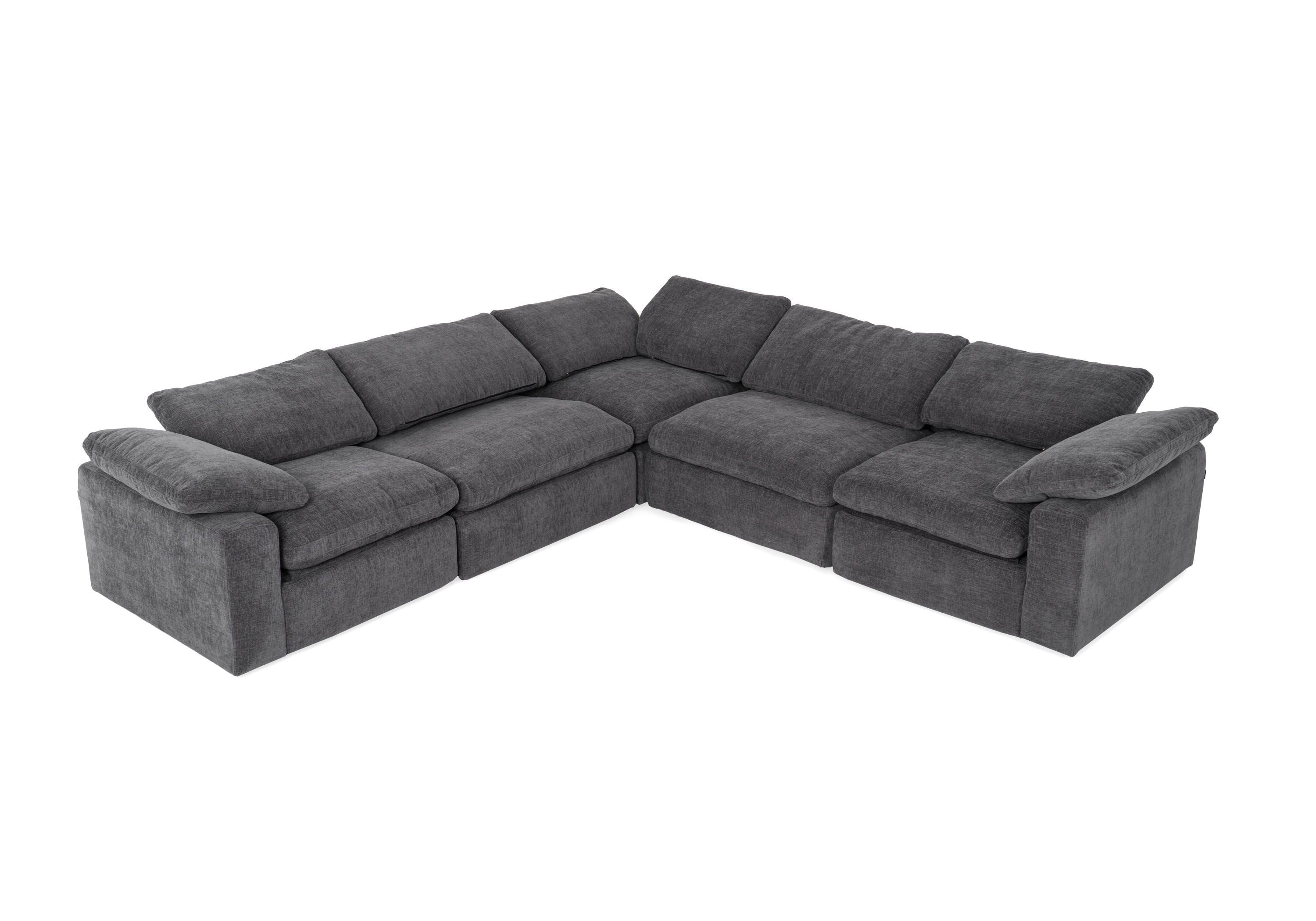 Corinth - Modern Dark Grey Fabric Sectional Sofa with 3 Power Recliners - image 5