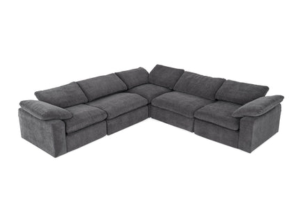 Corinth - Modern Dark Grey Fabric Sectional Sofa with 3 Power Recliners - image 5