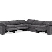 Corinth - Modern Dark Grey Fabric Sectional Sofa with 3 Power Recliners - image 4