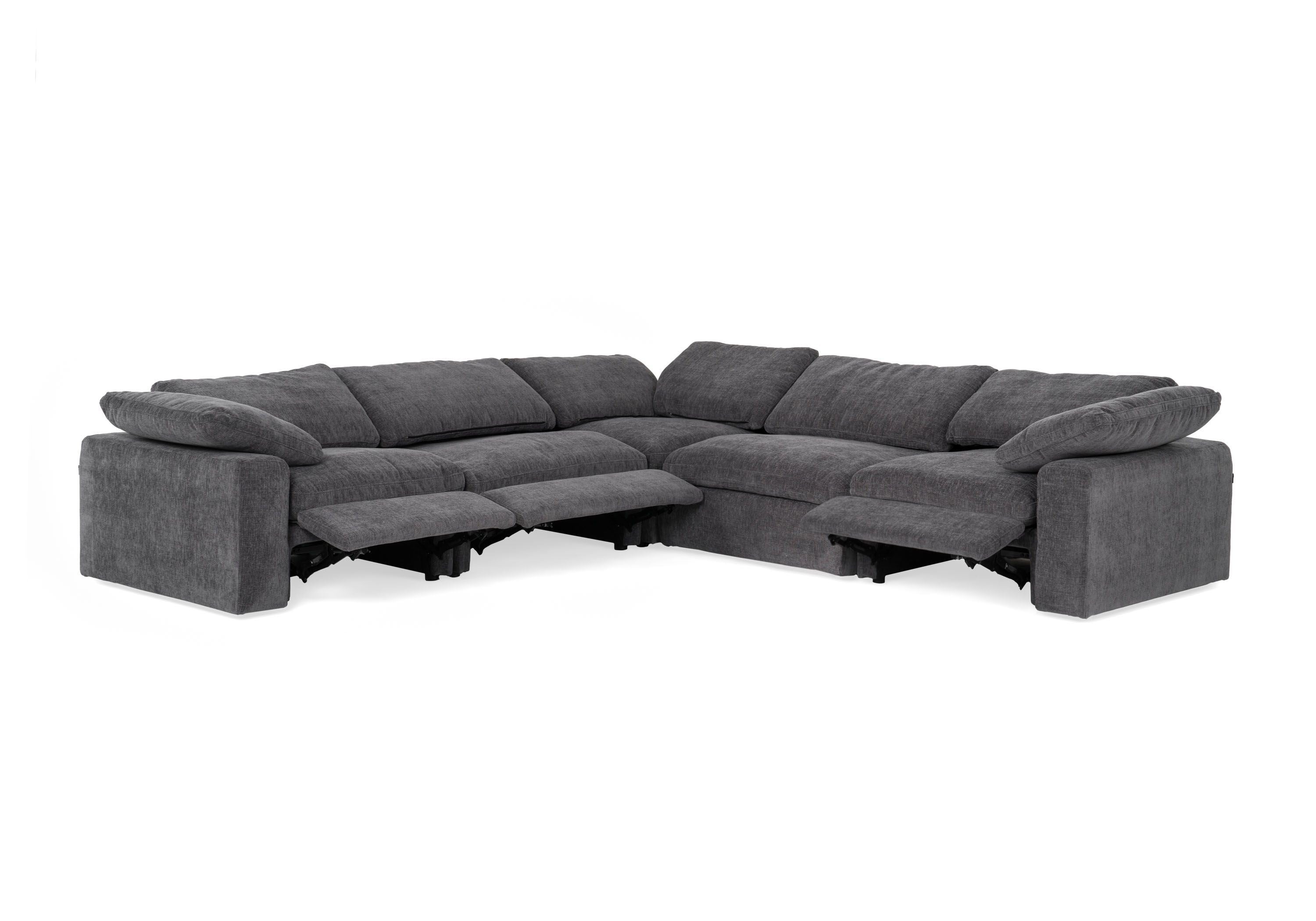 Corinth - Modern Dark Grey Fabric Sectional Sofa with 3 Power Recliners - image 4