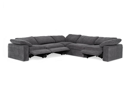 Corinth - Modern Dark Grey Fabric Sectional Sofa with 3 Power Recliners - image 4