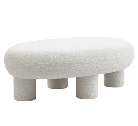 Gaynes - Modern Off-White Fabric Bench - image 4