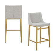 Mimi - Modern Light Grey Fabric + Antique Brass Counter Stool (Set of 2) - image 4