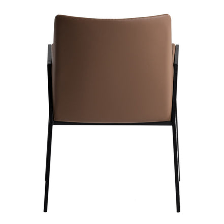 Leshay - Modern Dark Camel Vegan Leather + Black Metal Dining Chair - image 3