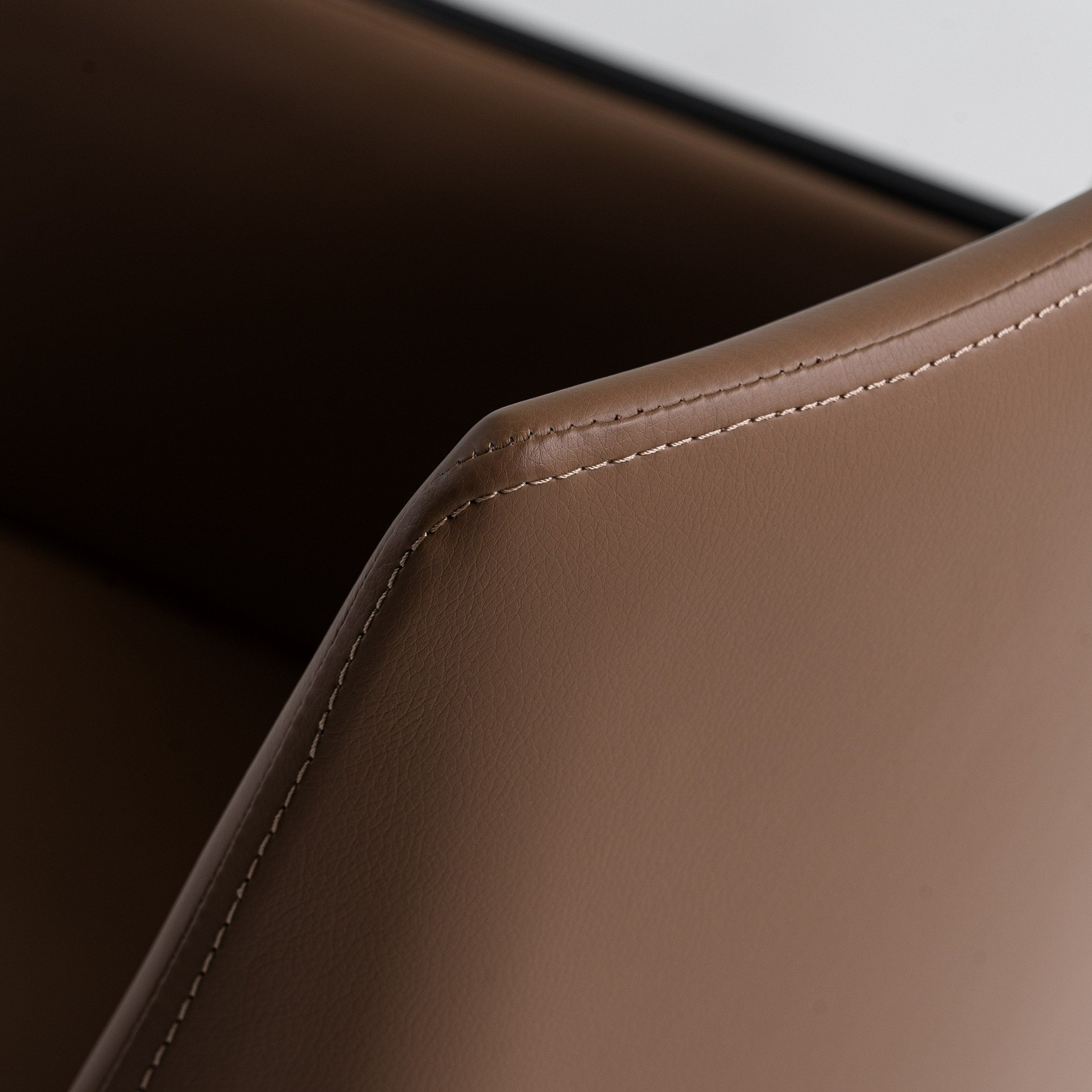 Leshay - Modern Dark Camel Vegan Leather + Black Metal Dining Chair - image 4