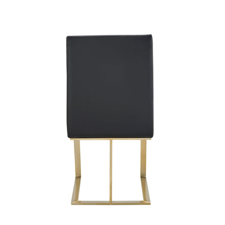Frankie - Modern Dark Grey Vegan Leather + Antique Brass Dining Chair - image 2