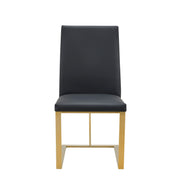 Frankie - Modern Dark Grey Vegan Leather + Antique Brass Dining Chair
