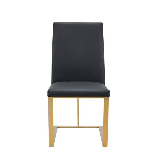 Frankie - Modern Dark Grey Vegan Leather + Antique Brass Dining Chair