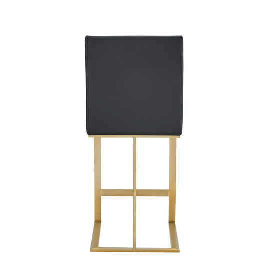 Frankie - Modern Dark Grey Vegan Lether + Antique Brass Counter Stool - image 2