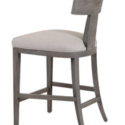 Fabien - Mid-Century Modern Beige Linen + Grey Wash Counter Chair - image 2
