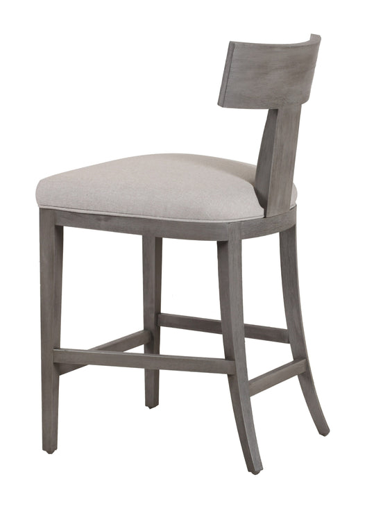 Fabien - Mid-Century Modern Beige Linen + Grey Wash Counter Chair - image 2