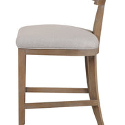 Fabien - Mid-Century Modern Beige Linen + Wood Counter Chair
