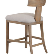 Fabien - Mid-Century Modern Beige Linen + Wood Counter Chair - image 2