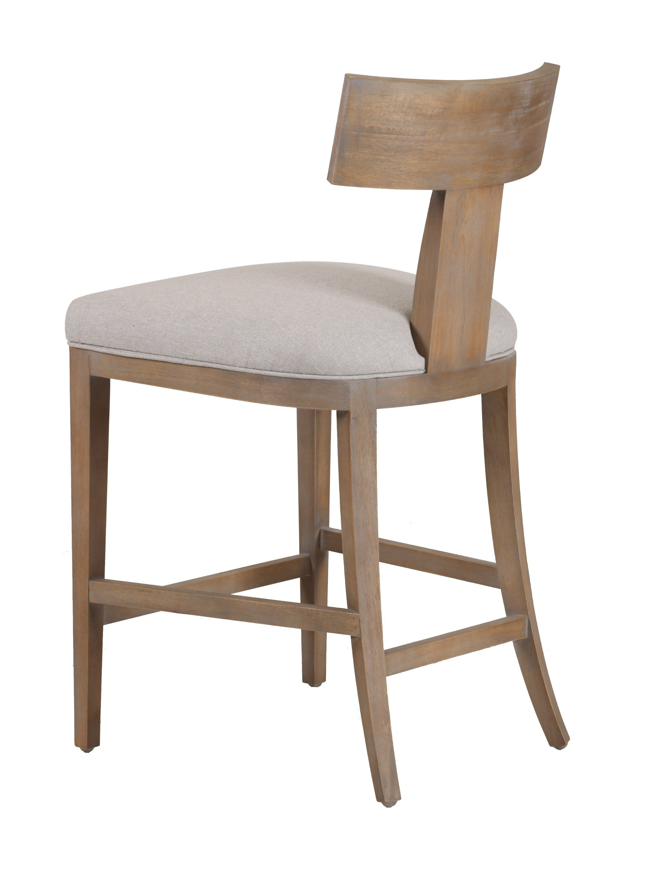 Fabien - Mid-Century Modern Beige Linen + Wood Counter Chair - image 2