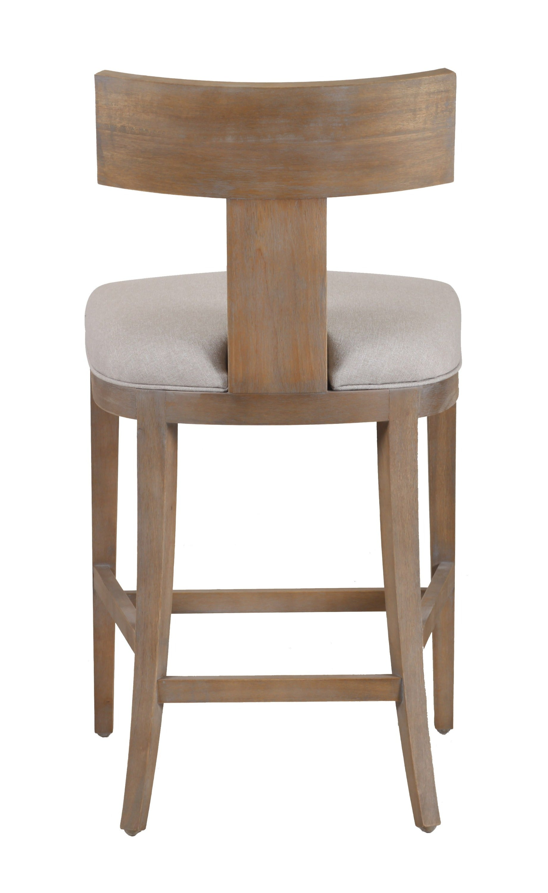Fabien - Mid-Century Modern Beige Linen + Wood Counter Chair - image 3