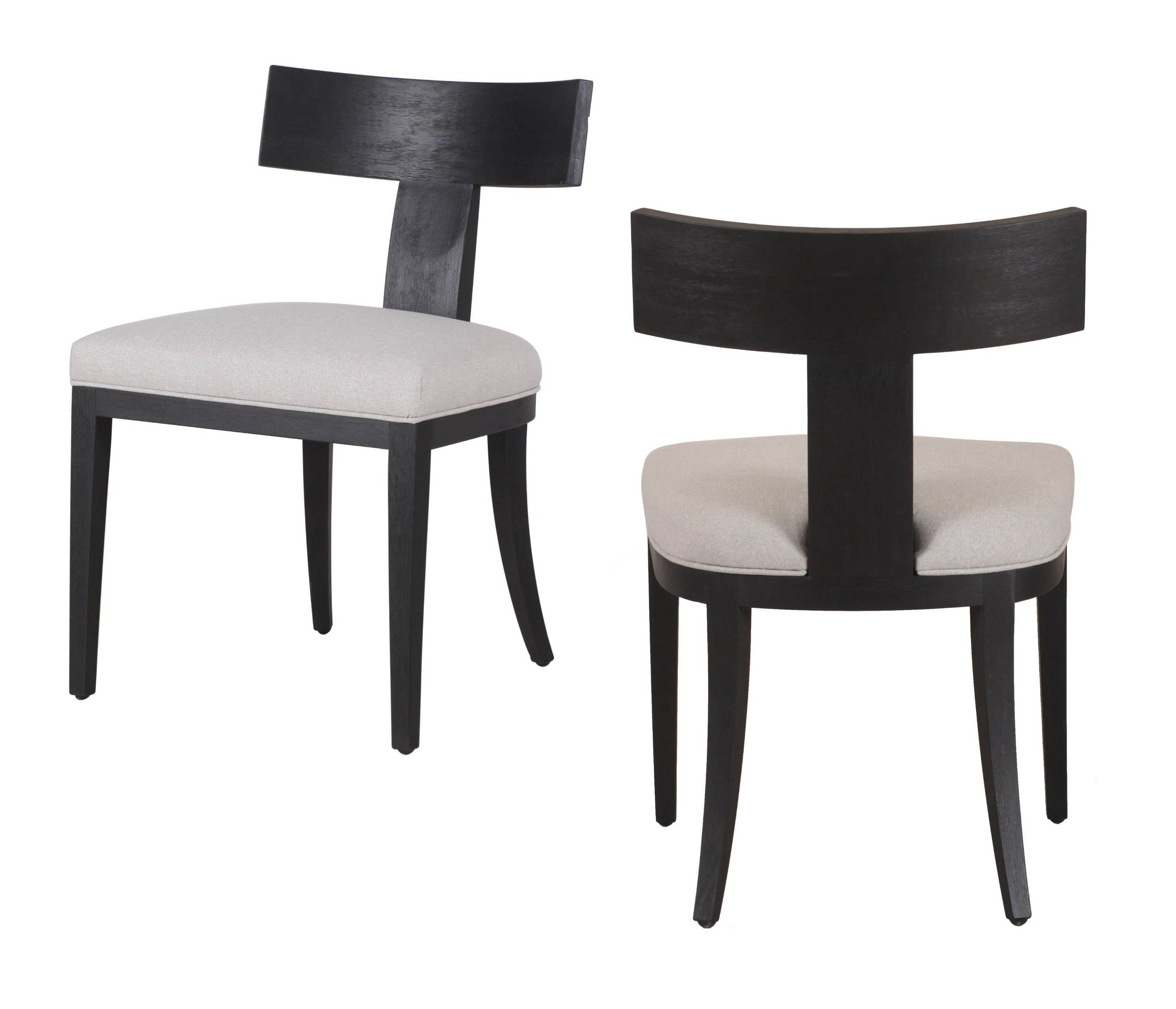 Fabien - Mid-Century Modern Beige Linen + Black Walnut Dining Chair (Set of 2) - image 5