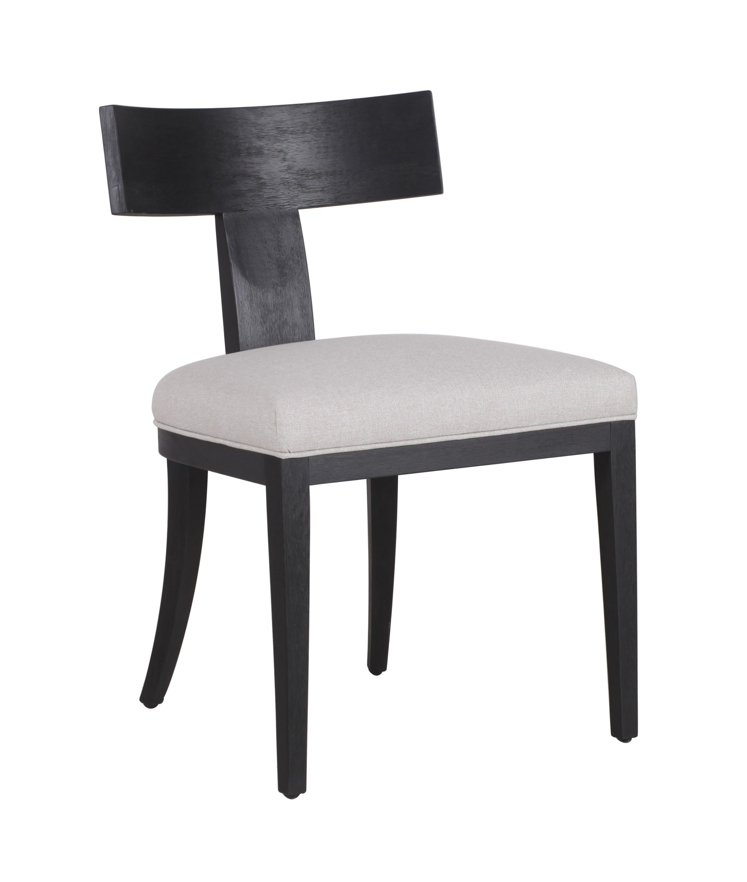 Fabien - Mid-Century Modern Beige Linen + Black Walnut Dining Chair (Set of 2)