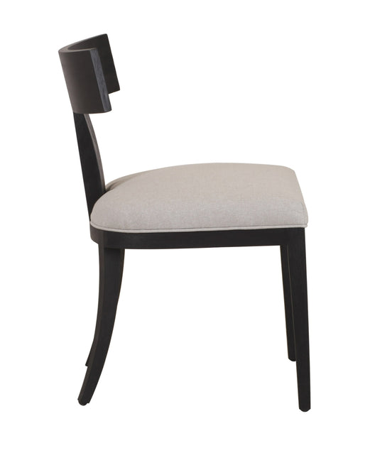 Fabien - Mid-Century Modern Beige Linen + Black Walnut Dining Chair (Set of 2) - image 2