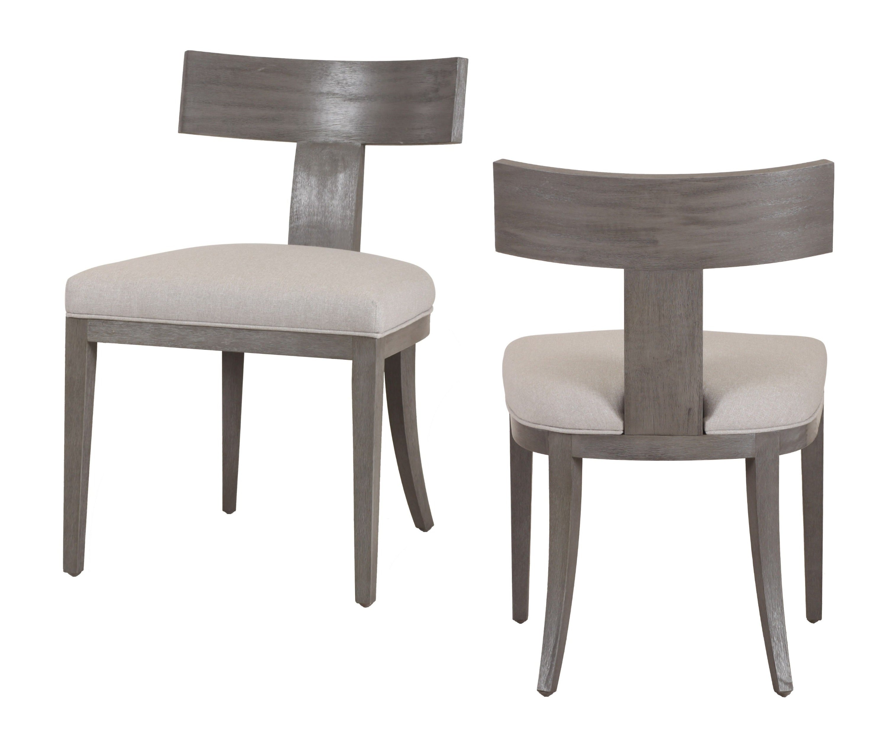 Fabien - Mid-Century Modern Beige Linen + Grey Wash Dining Chair (Set of 2) - image 4