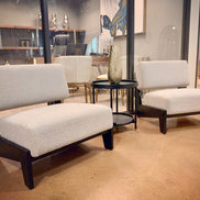 Tucker - Mid-Century Modern Light Grey Fabric + Black Walnut Accent Chair