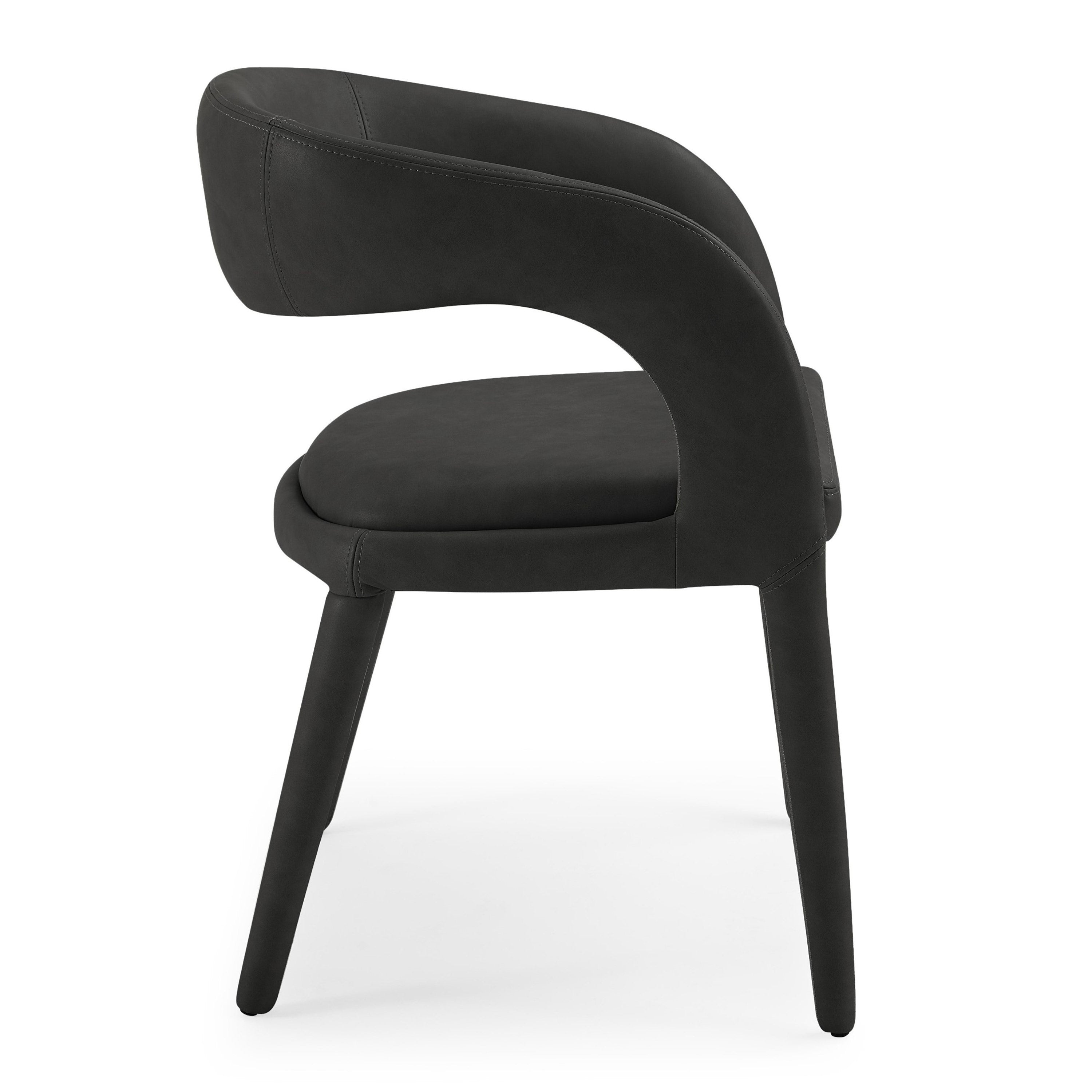 Faerron - Modern Black Leatherette Dining Chair - image 3