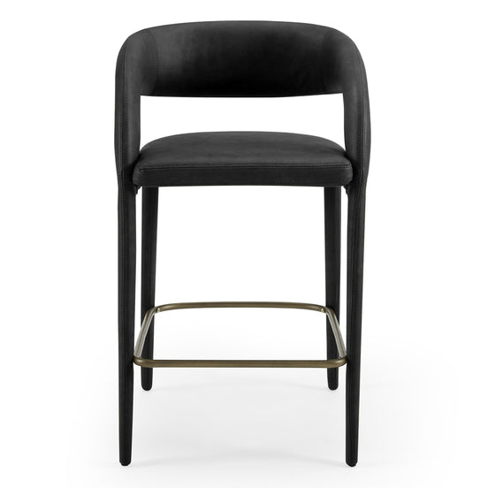 Faerron - Modern Black Leatherette Counter Chair