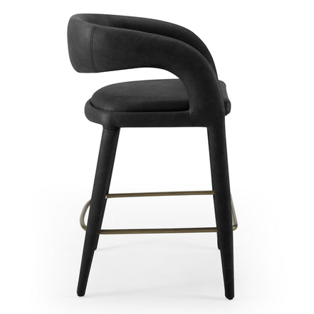 Faerron - Modern Black Leatherette Counter Chair - image 2