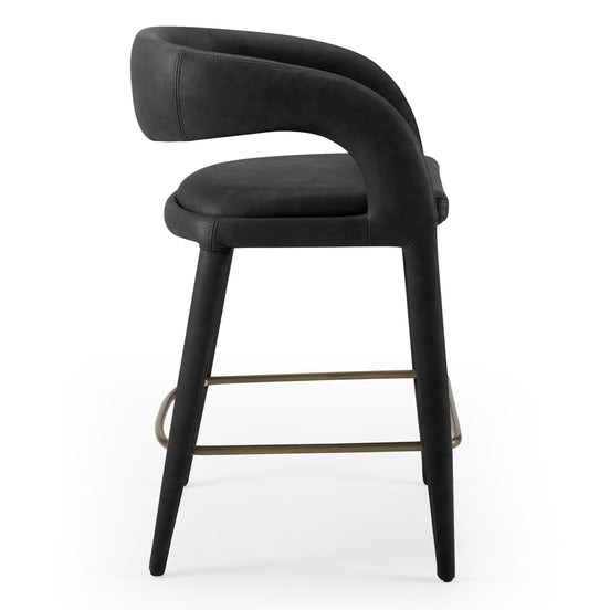 Faerron - Modern Black Leatherette Counter Chair - image 2
