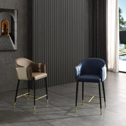 Calderon - Modern Brown & Beige Vegan Leather Counter Chair - image 5