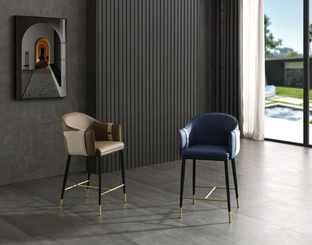 Calderon - Modern Brown & Beige Vegan Leather Counter Chair - image 5
