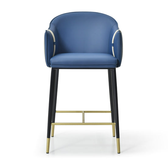 Calderon - Modern Blue & Beige Vegan Leather Counter Chair