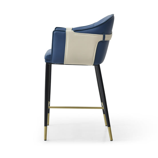Calderon - Modern Blue & Beige Vegan Leather Counter Chair - image 2