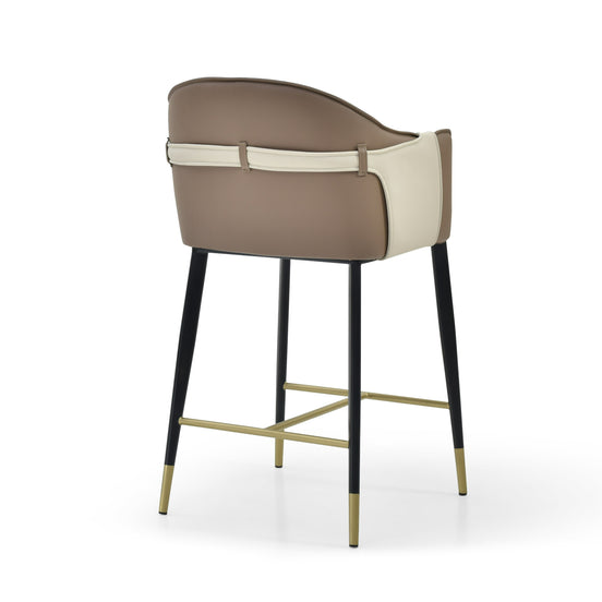 Calderon - Modern Brown & Beige Vegan Leather Counter Chair - image 2