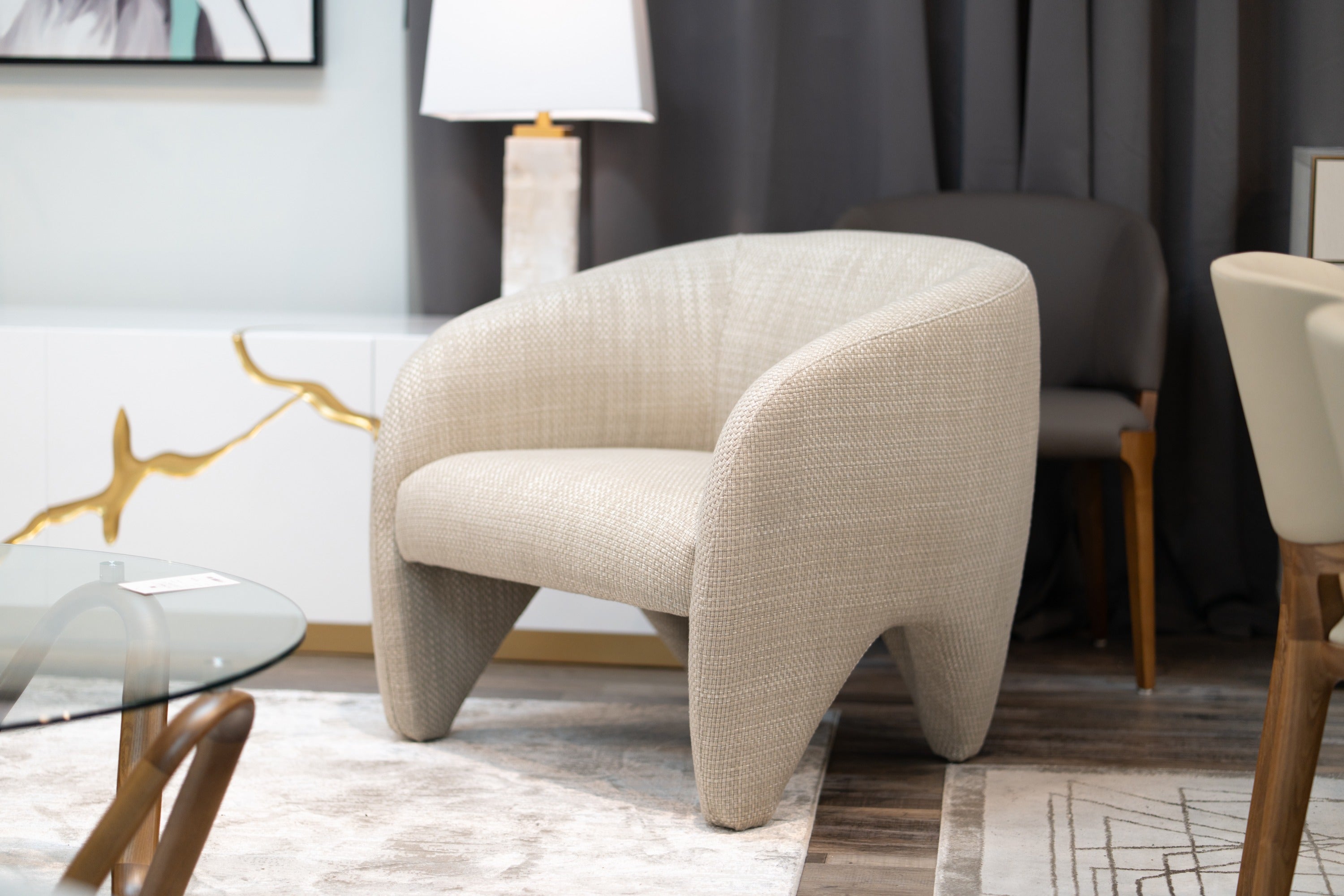 Halton - Modern Beige Fabric Accent Chair - image 2