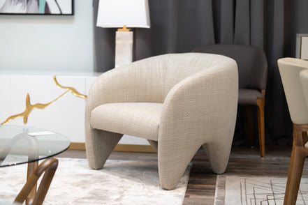 Halton - Modern Beige Fabric Accent Chair - image 2