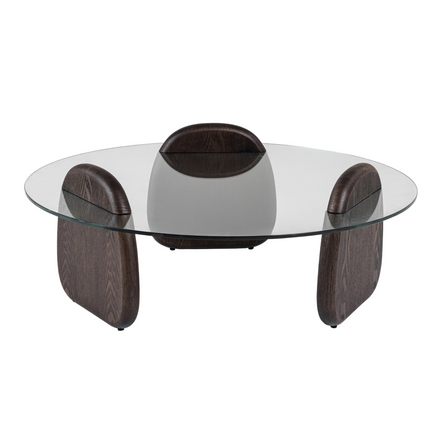 Buxton - Mid-Century Modern Glass + Dark Walnut Coffee Table - image 2