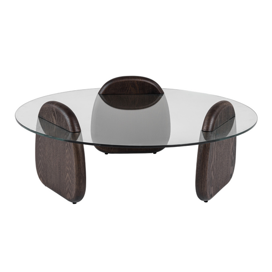 Buxton - Mid-Century Modern Glass + Dark Walnut Coffee Table - image 2