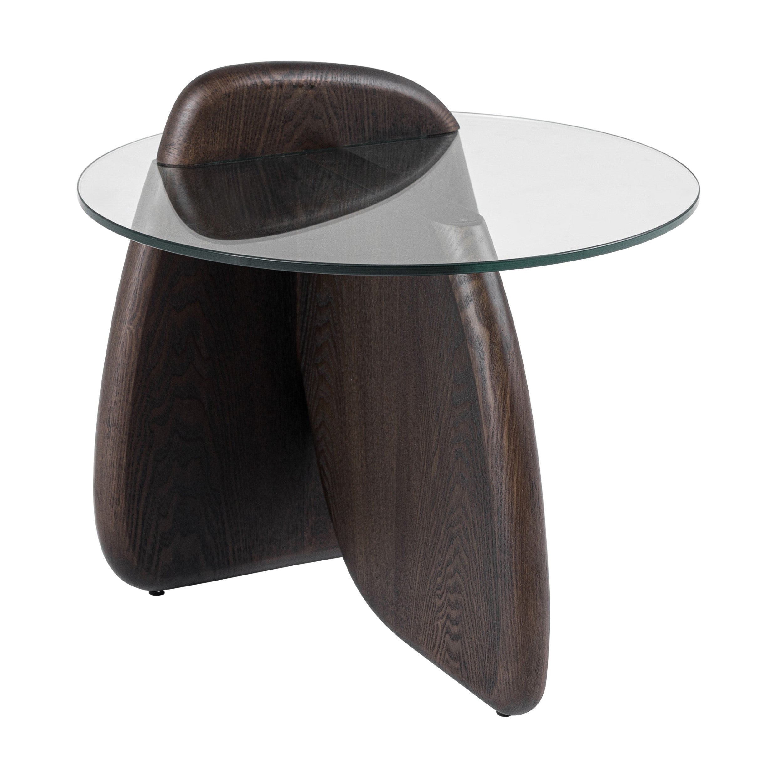 Buxton - Mid-Century Modern Glass + Dark Walnut End Table - image 3