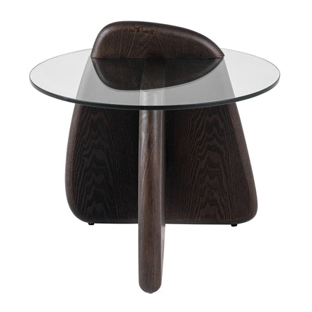 Buxton - Mid-Century Modern Glass + Dark Walnut End Table - image 2