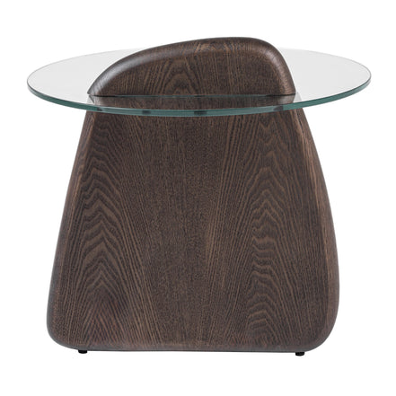 Buxton - Mid-Century Modern Glass + Dark Walnut End Table - image 5