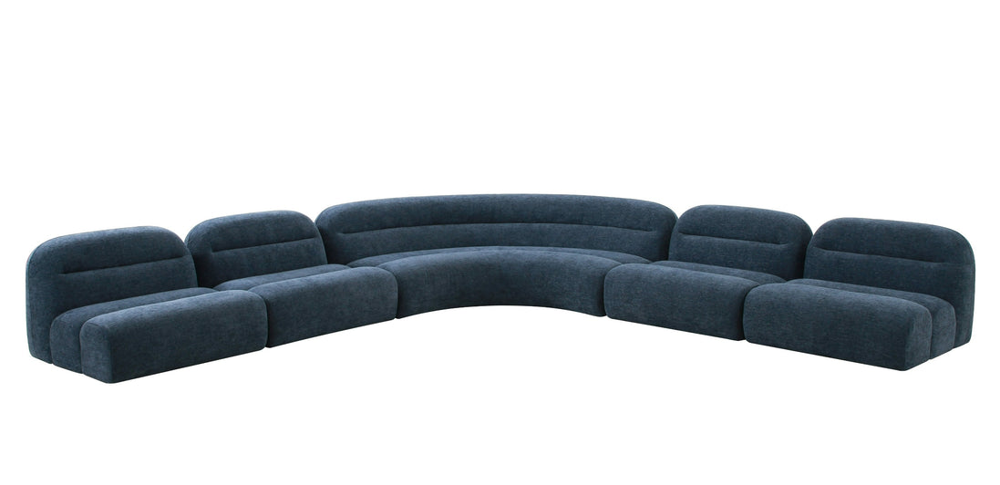Forman - Modern Blue Fabric Modular Armless Sectional Seat