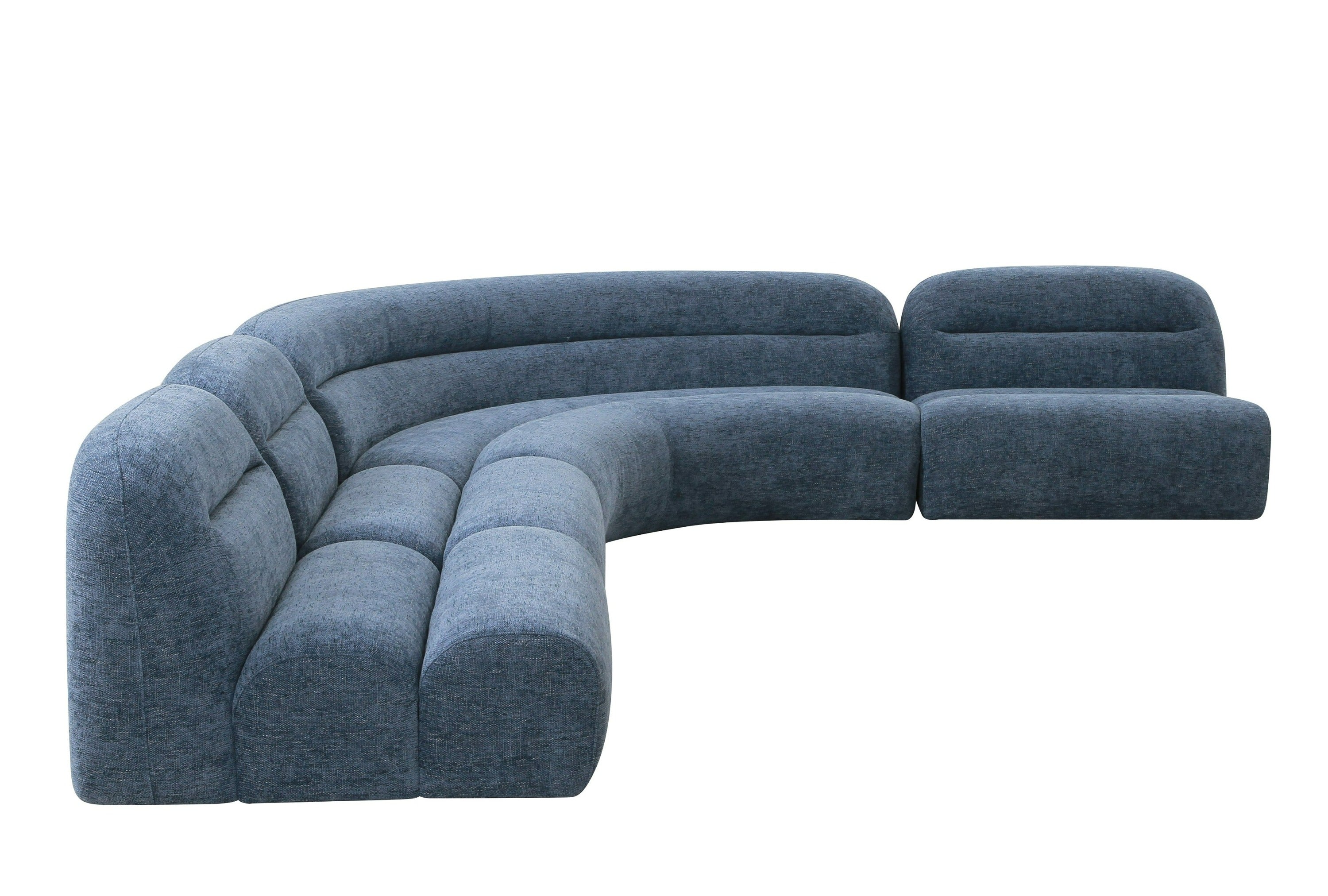Forman - Modern Blue Fabric Modular Armless Sectional Seat - image 2